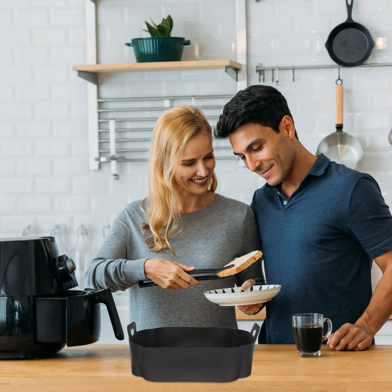 Air Fryer Silicone Pot Liner - Silikon-Backmatte für Heißluftfritteusen, Antihaftbeschichtung, hitzebeständig, wiederverwendbar,