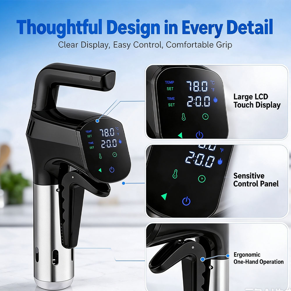 Digital Sous Vide Precision Cooker - WiFi Sous-Vide-Kocher 1800W Tauchzirkulator IPX7 Wasserdichter