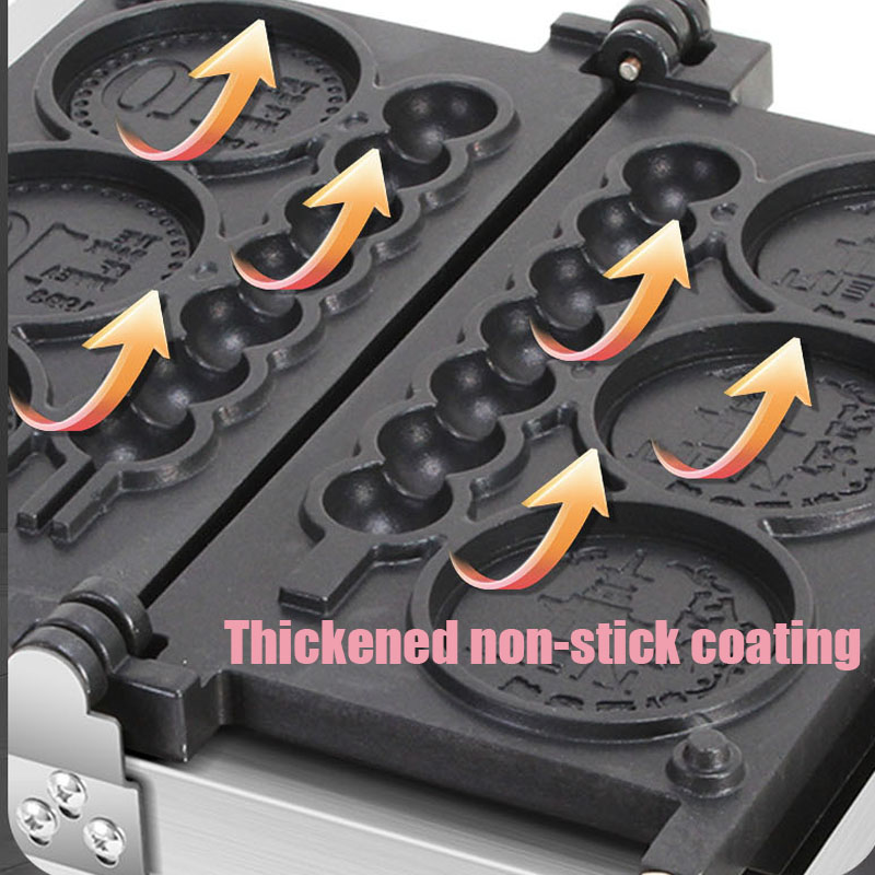 Mini Waffle Maker Machine - 4-Loch 110 V/220 V Antihaft-Rundform-Käse-Goldmünzen und